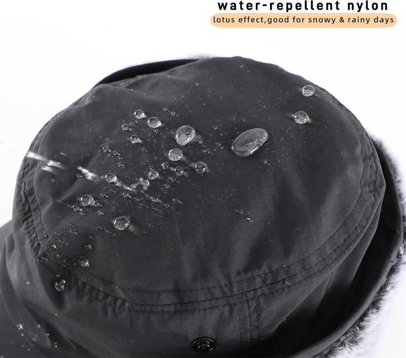 Connectyle Men's Winter Hat with Visor Warm Earflaps Hat Fully Lined Faux Fur Baseball Cap Trapper Hunting Hats - Image 5